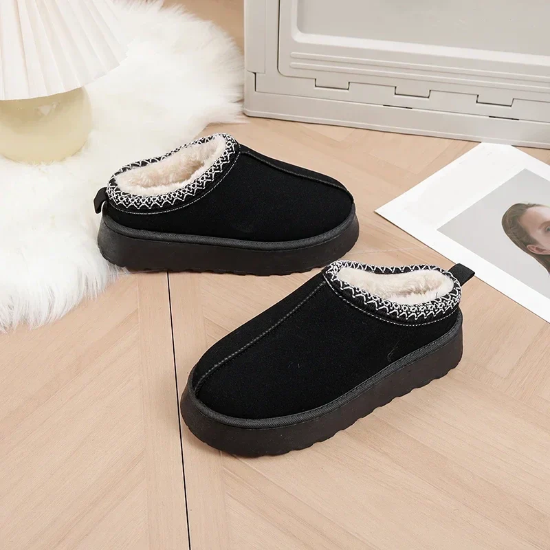 Comfortabele Dames Wol Slippers met Platform voor Warme Voeten