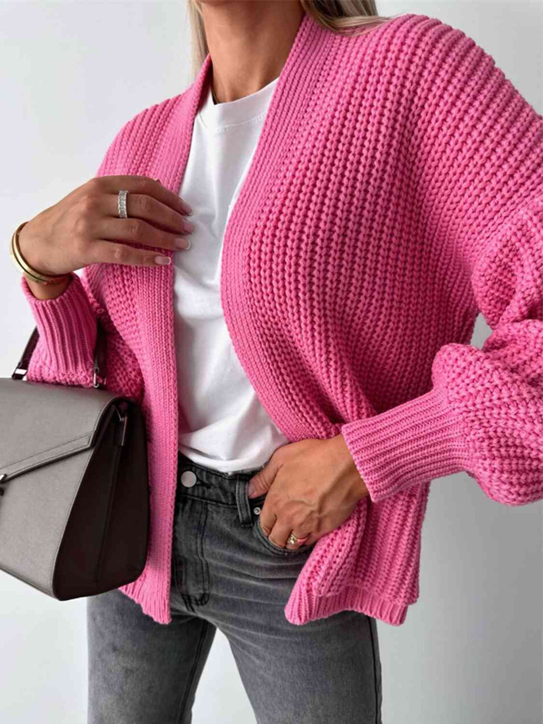 Modieuze Open Front Cardigan met Verlaagde Schouders voor Comfortabele uitstralings
