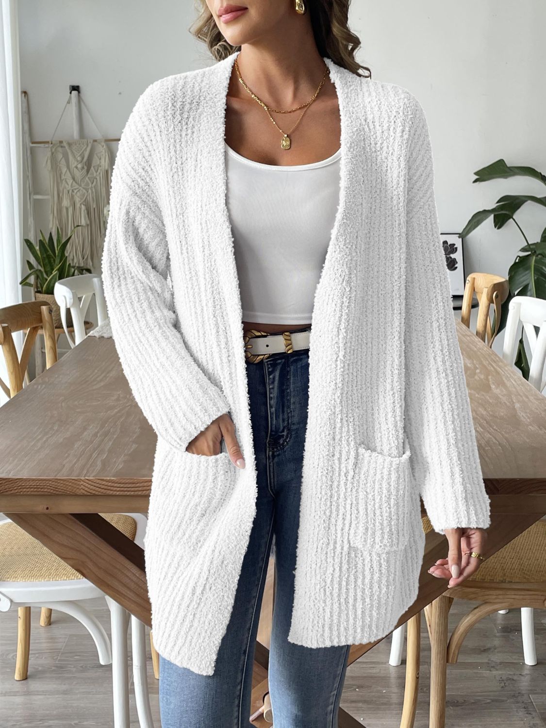 Stijlvolle Open Cardigan met Striksluiting - Lange Mouwen