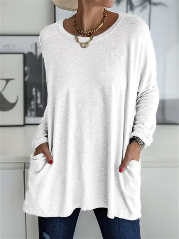 Elegant dames T-shirt met lange mouwen en effen ontwerp