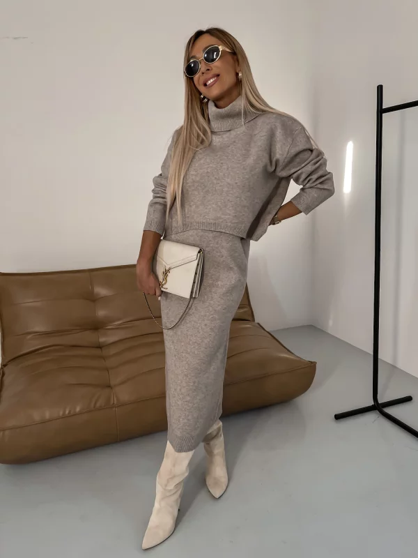 Set van midi-jurk en coltrui