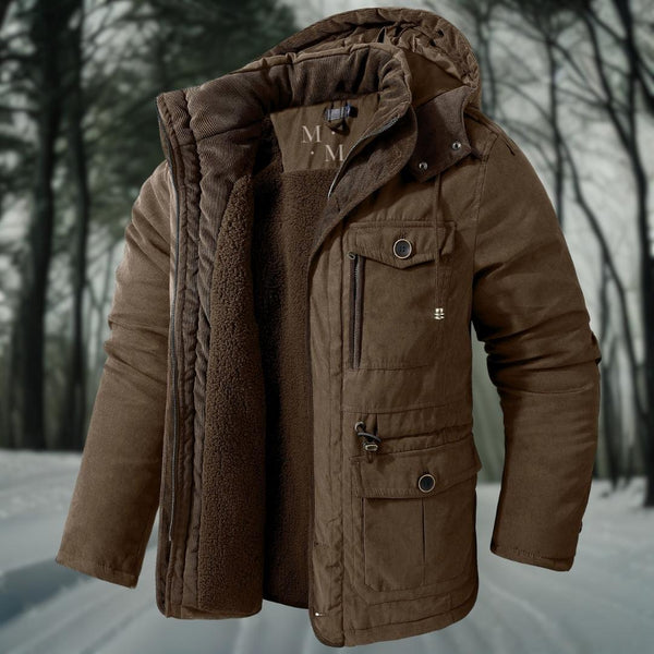 Comfortabele heren winterjas met capuchon voor koude dagen