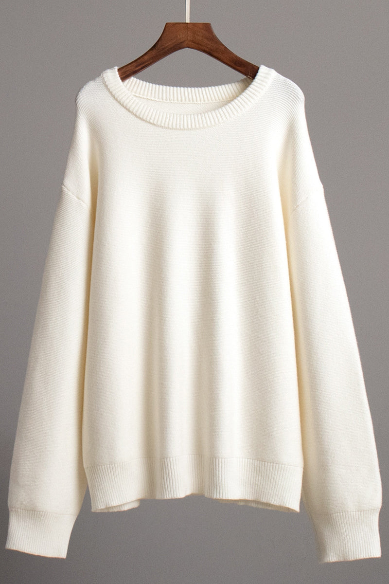 Stijlvolle oversized trui met ronde hals in een basiskleur