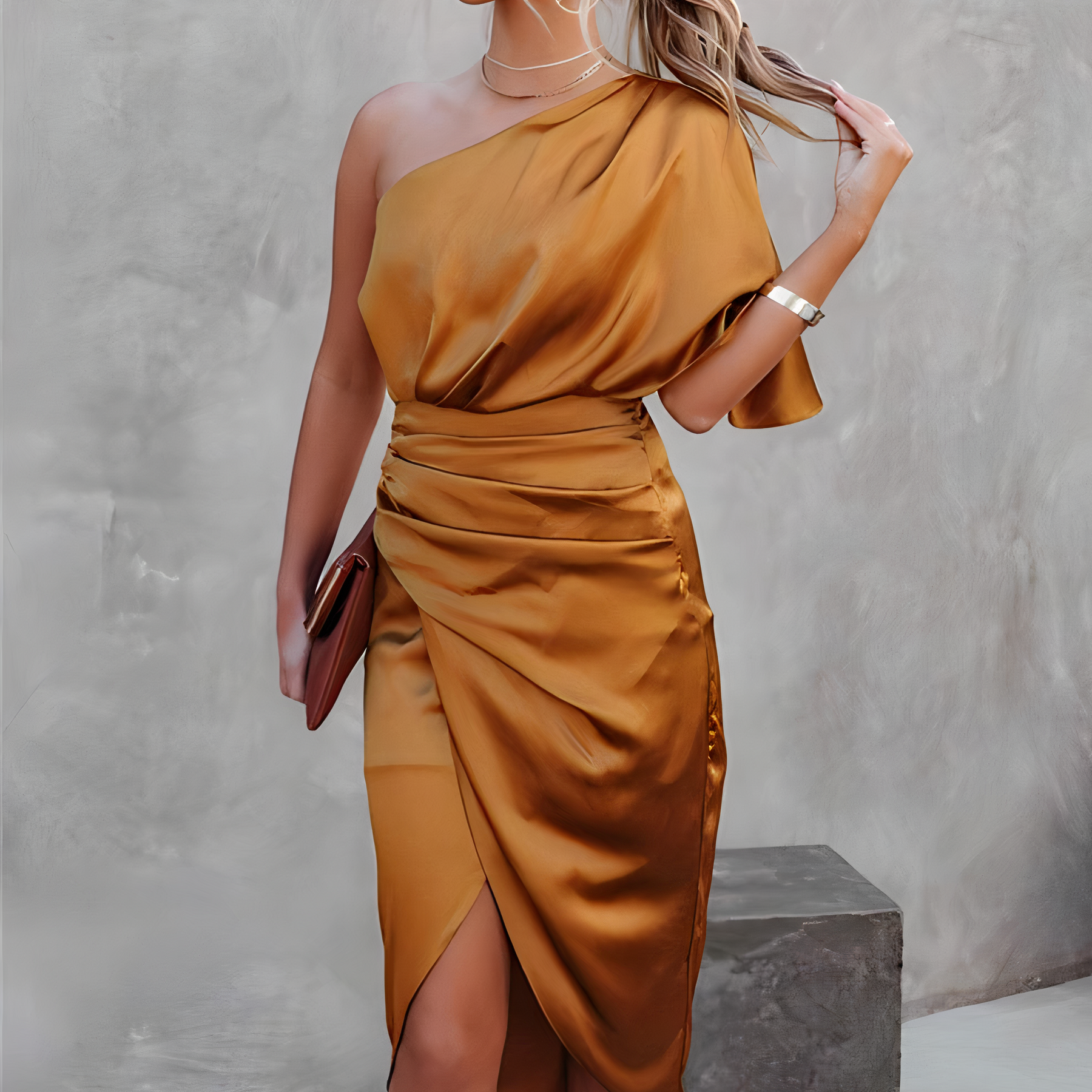 Chic en elegant avondjurk met één schouder