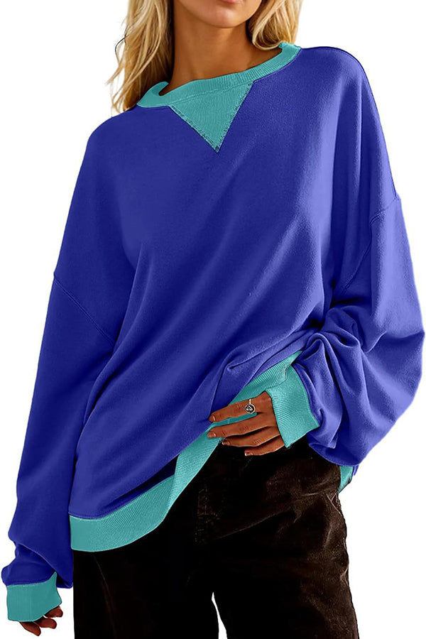 Casual Oversized Dames Sweatshirt met Kleurvlakken en Lange Mouwen
