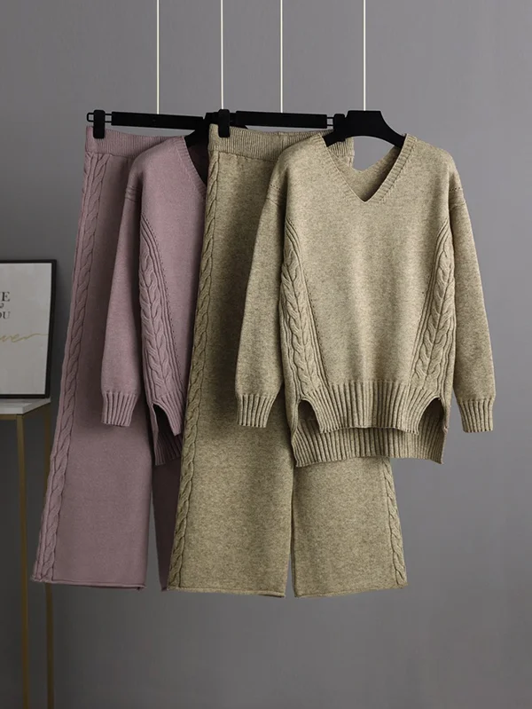 Elegante tweedelige set met diepe V-hals