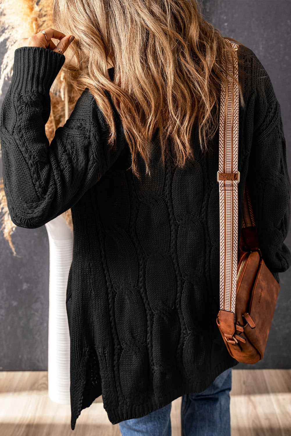 Modieuze Cable-Knit Overized Splitsjaal voor Comfortabele Laagjes