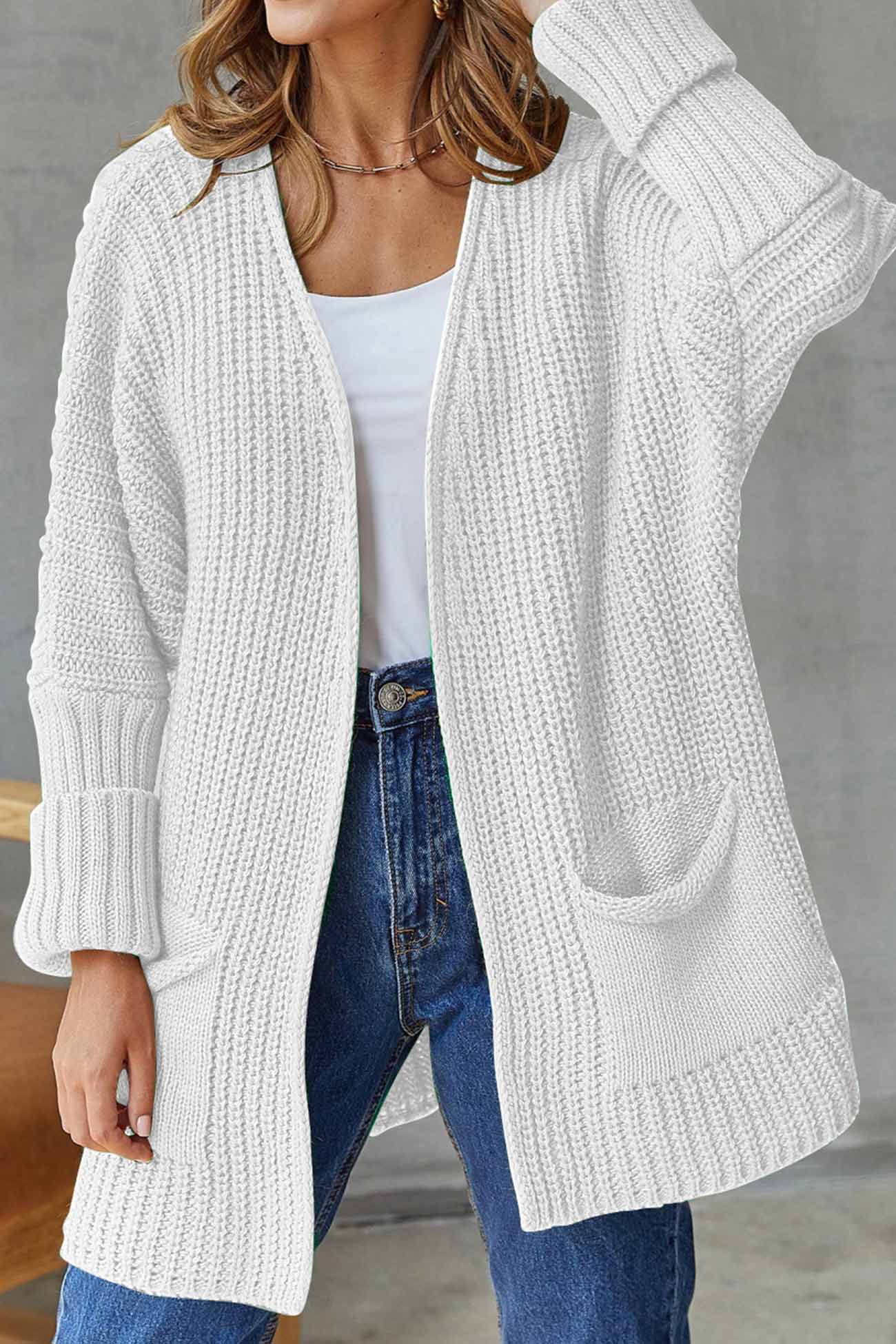 Modieuze Open Front Lange Cardigan - Striksluiting voor Gemakkelijke Stijl