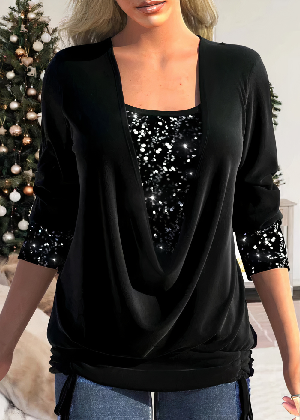 Stijlvolle glitterblouse voor dames – Ideaal voor feestelijke gelegenheden