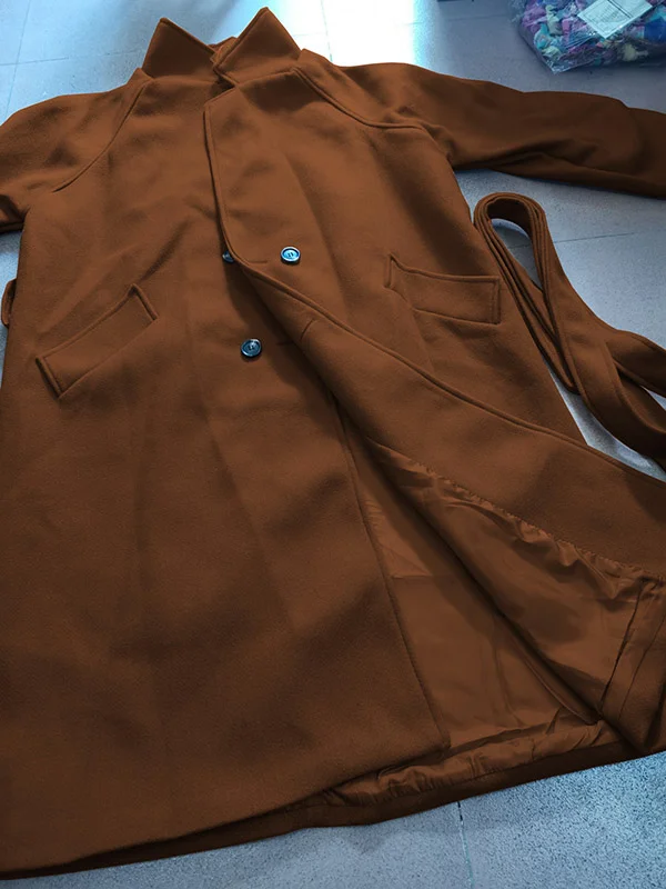 Moderne Urban Losvallende Jas met Ceintuur in Effen Kleur