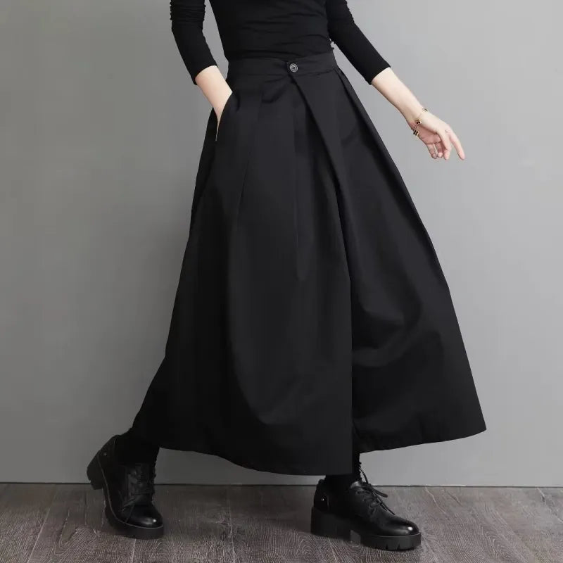 Stijlvolle Hoge Taille Broek met Wijde Pijpen en Effen Kleur
