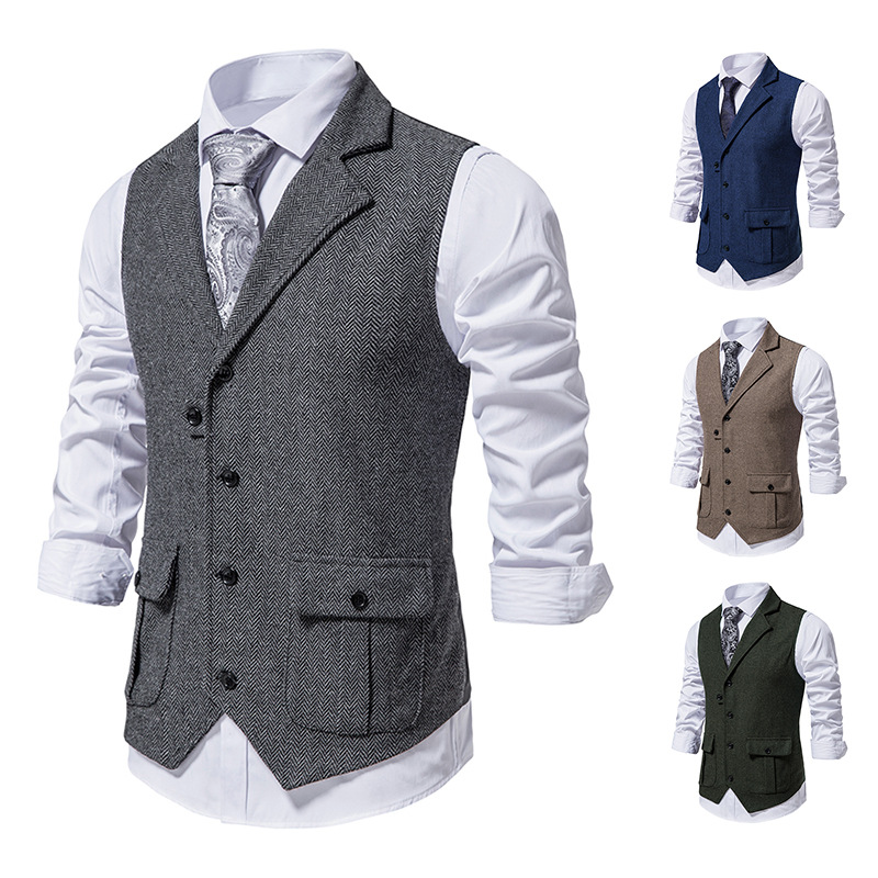 Klassieke Herenvest met Elegante Look en Vrije Kraag – Voor Harmonieuze Stijlcombinaties