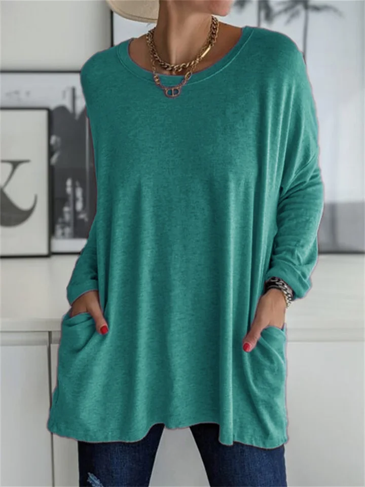 Elegant dames T-shirt met lange mouwen en effen ontwerp