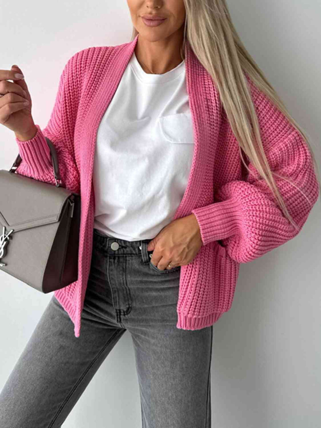 Modieuze Open Front Cardigan met Verlaagde Schouders voor Comfortabele uitstralings