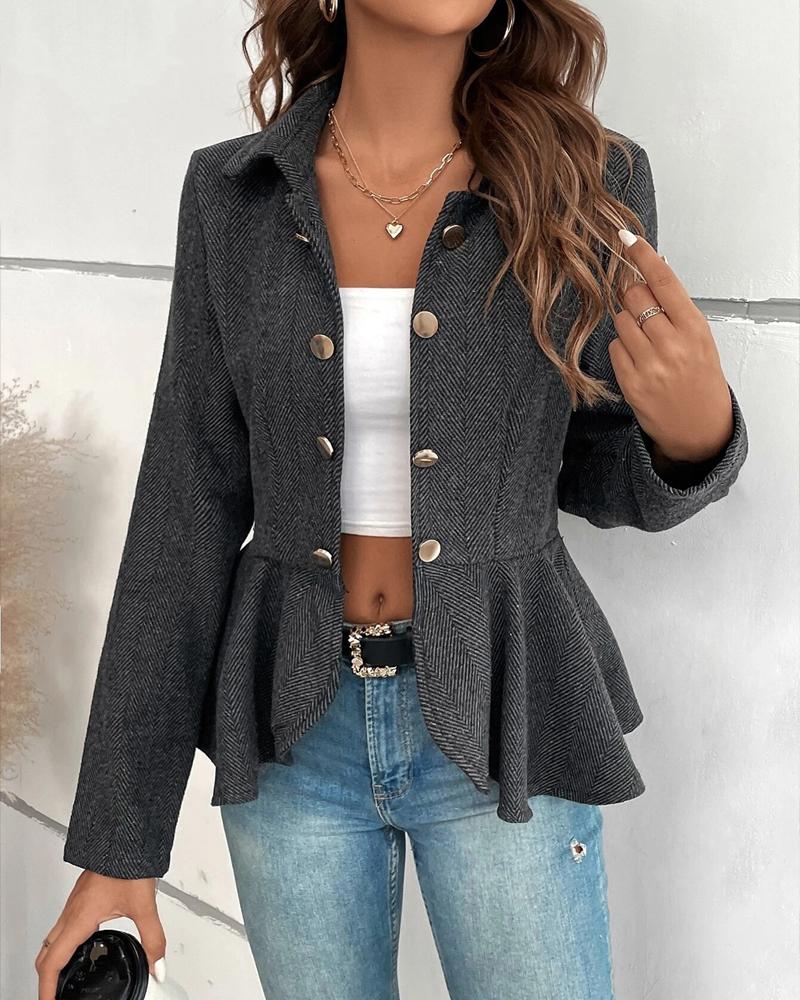 Slim Fit Blazer met Knopen en Ruches Zoom voor Dames