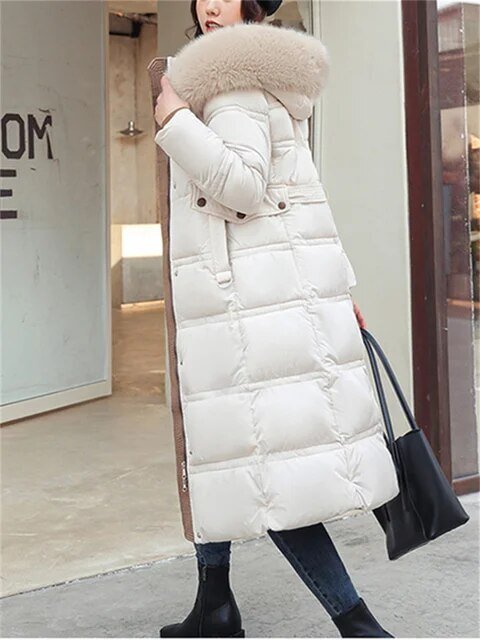 Dames winterjas lang model met stijlvolle en comfortabele uitstraling