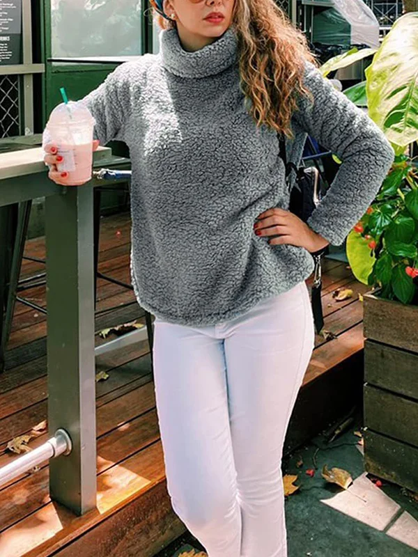 Dames Casual Trui – Losse Pasvorm met Hoge Kraag en Lange Mouwen