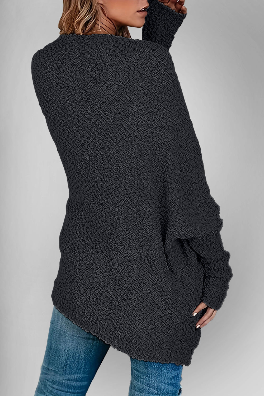 Emma's Dubbel Take Open Front Langen Mouwen Cardigan met Zakken