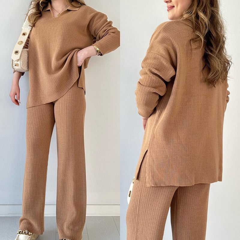 Snow - Zomerse tweedelige set met V-hals en zijsplitten