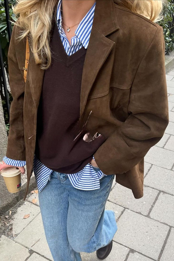 Stijlvolle Damesjas met Vintage Look, Lange Mouwen en Knopen – Casual Overgangsjas