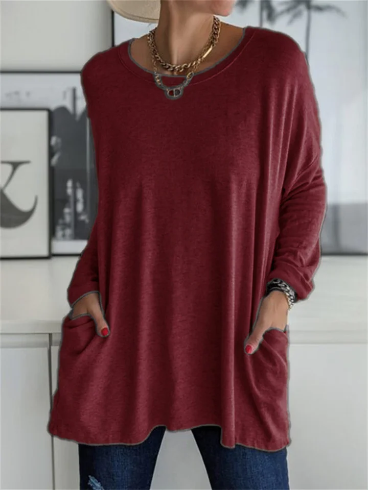 Elegant dames T-shirt met lange mouwen en effen ontwerp