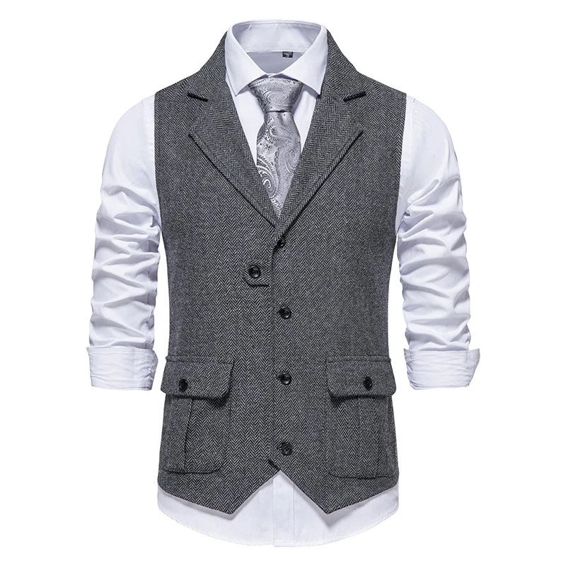 Klassieke Herenvest met Elegante Look en Vrije Kraag – Voor Harmonieuze Stijlcombinaties