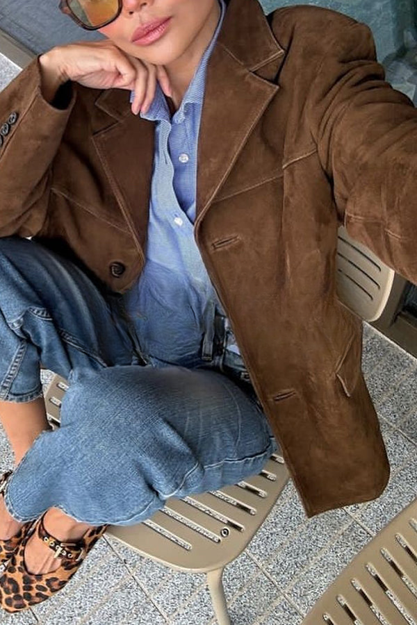 Stijlvolle Damesjas met Vintage Look, Lange Mouwen en Knopen – Casual Overgangsjas