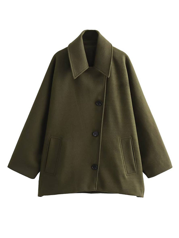 Elegante en casual lange damesjas met kraag en revers voor een stijlvolle look