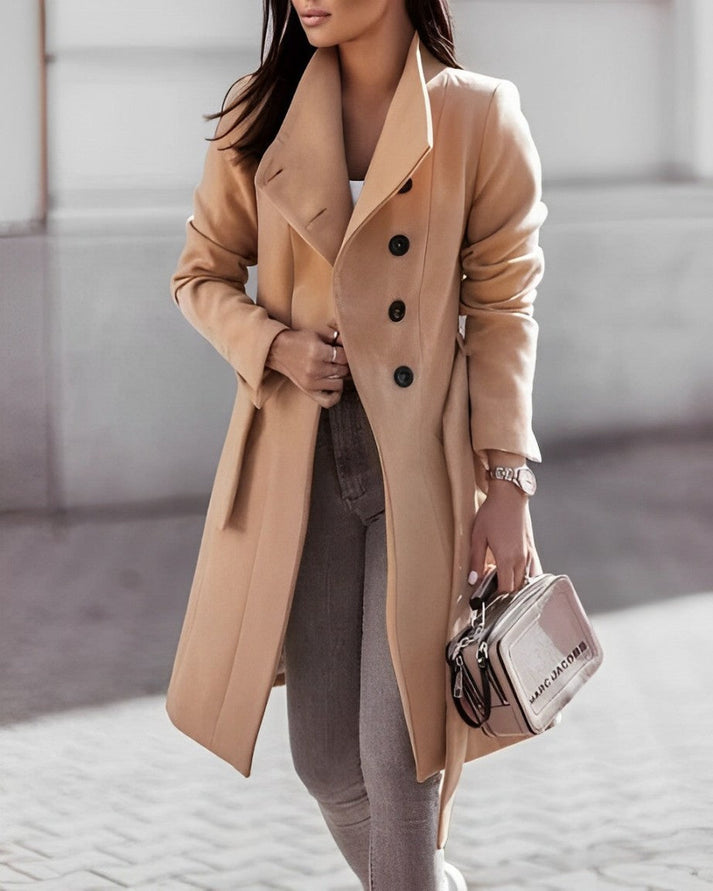 Elegante lange jas met knopen voor trendy vrouwen