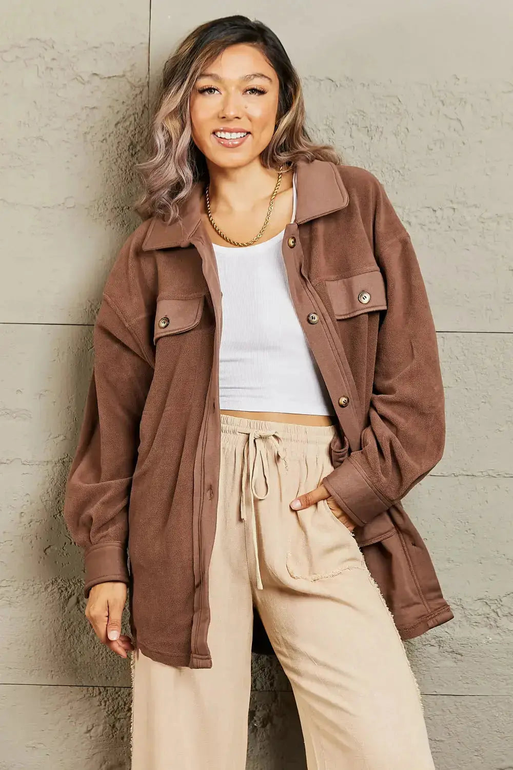 Comfortabele Dames Shacket met Knoopsluiting