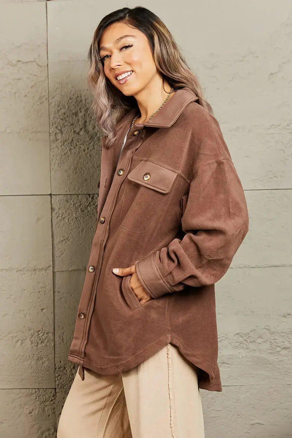 Comfortabele Dames Shacket met Knoopsluiting