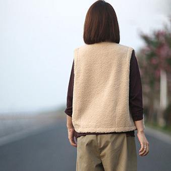 Trendy Mouwloze Jas in Neutrale Kleur met Zakken – Grote Maten