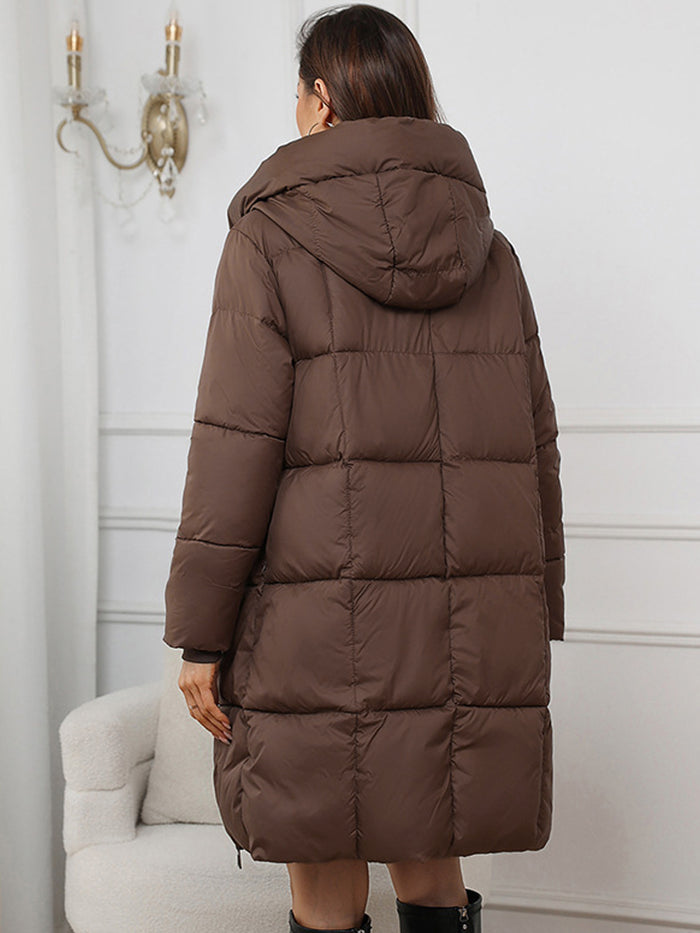 Lange dames winterjas met praktische capuchon