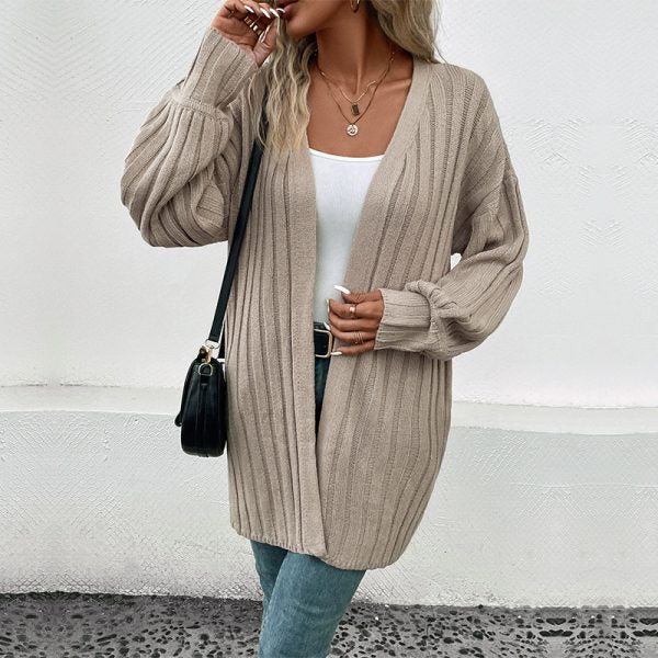 Chique Damesvest met Lange Mouwen – Effortloze Stijl in Effen Kleuren