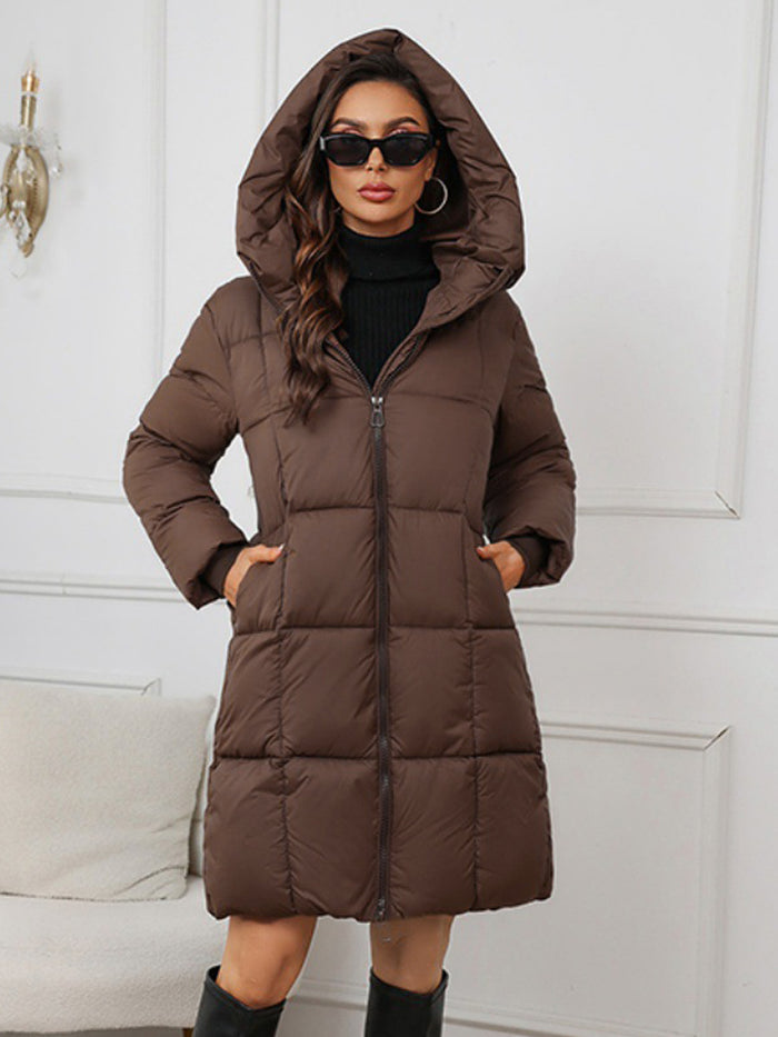 Lange dames winterjas met praktische capuchon