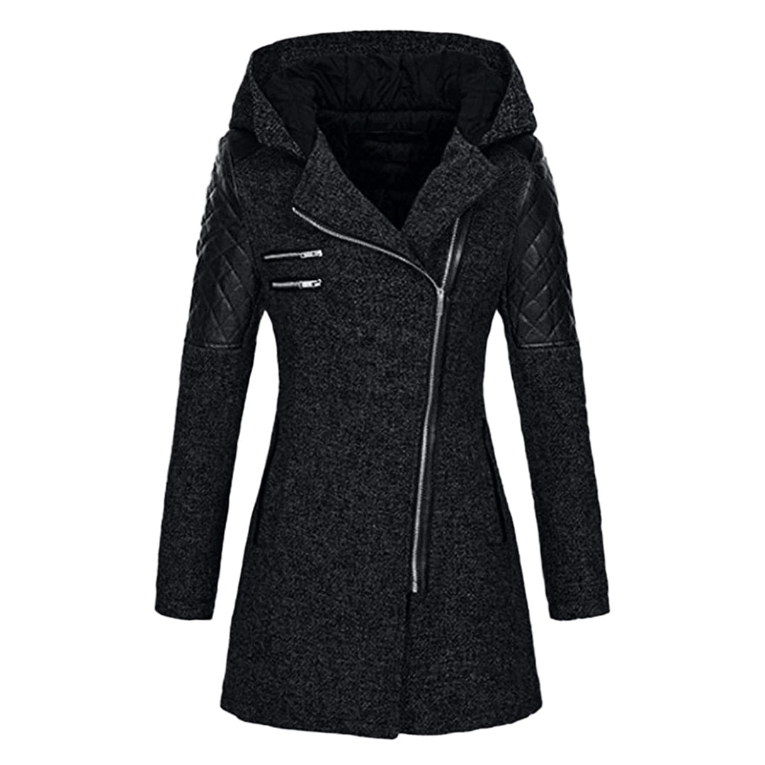 Stijlvolle dames winterjas met diepe capuchon en modern design
