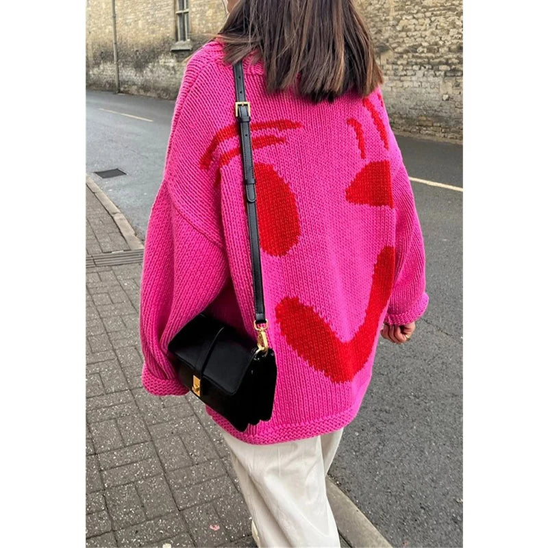 Stijlvolle dames trui met lachend gezicht ontwerp – Perfect voor een casual look