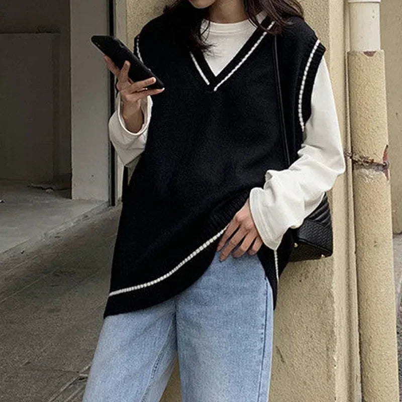 Trendy en moderne oversized mouwloze damesvest