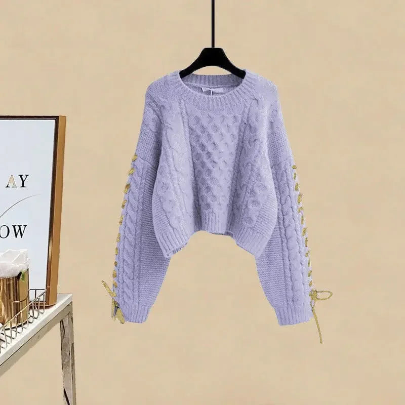 Comfortabele tweedelige set voor dames met trui en wijde broek voor de winter