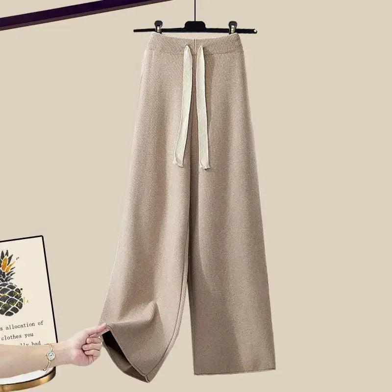 Comfortabele tweedelige set voor dames met trui en wijde broek voor de winter
