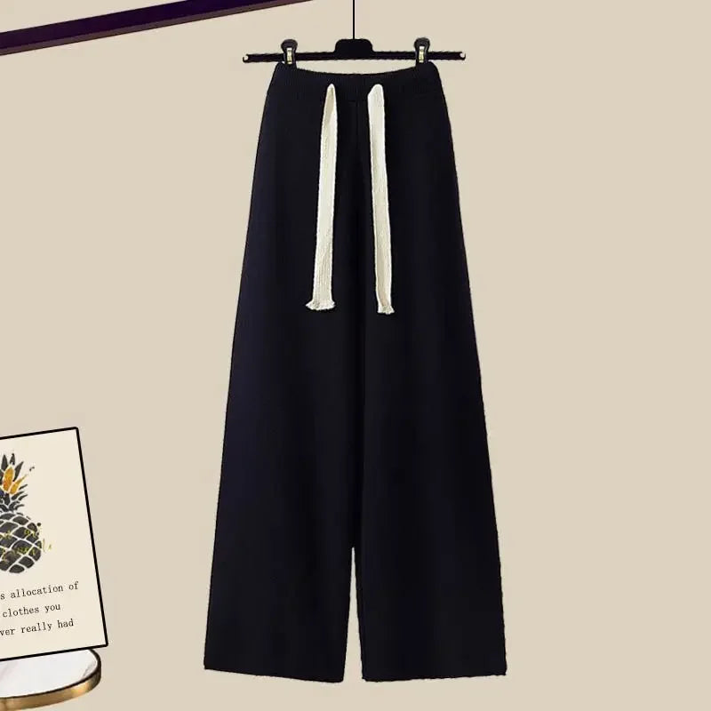 Comfortabele tweedelige set voor dames met trui en wijde broek voor de winter