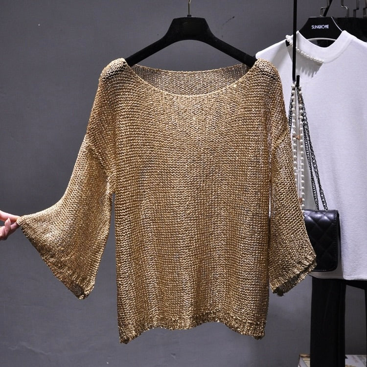 Kalilah - Elegante Sweater met Pailletten en V-hals