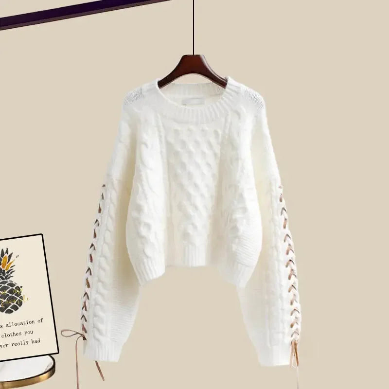 Comfortabele tweedelige set voor dames met trui en wijde broek voor de winter