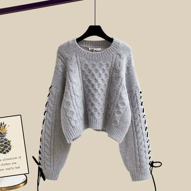 Comfortabele tweedelige set voor dames met trui en wijde broek voor de winter