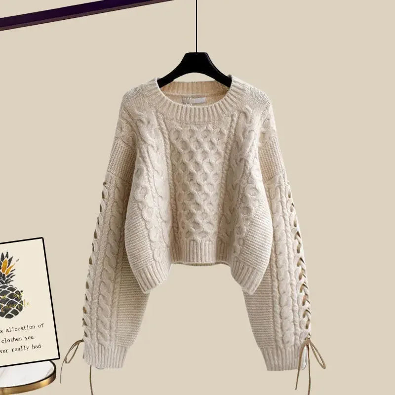 Comfortabele tweedelige set voor dames met trui en wijde broek voor de winter