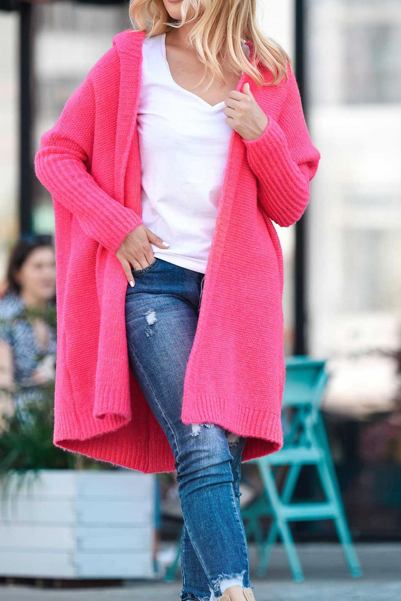 Casual en comfortabele cardigan met open capuchon voor vrouwen met stijl