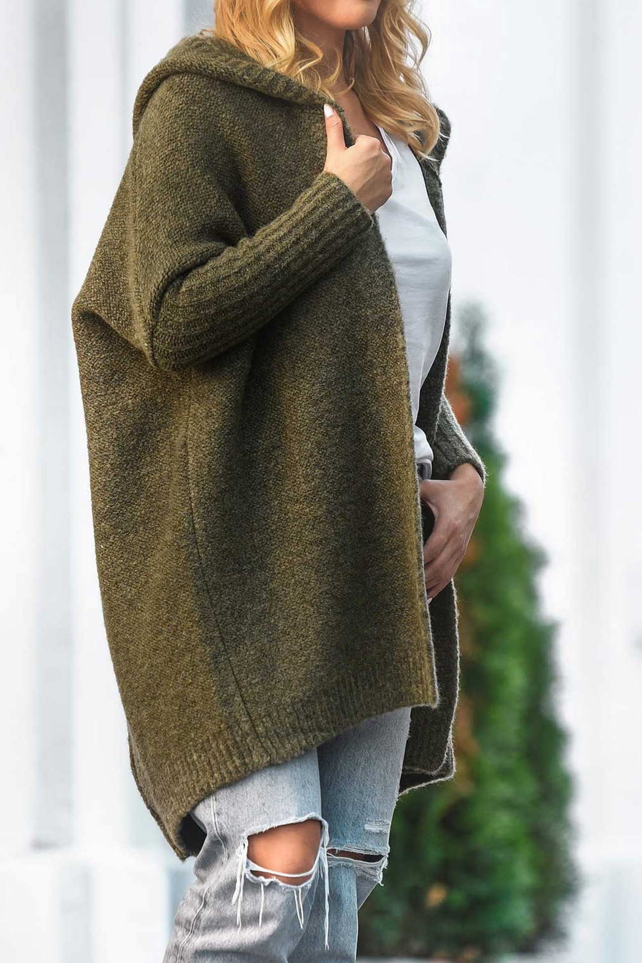 Casual en comfortabele cardigan met open capuchon voor vrouwen met stijl