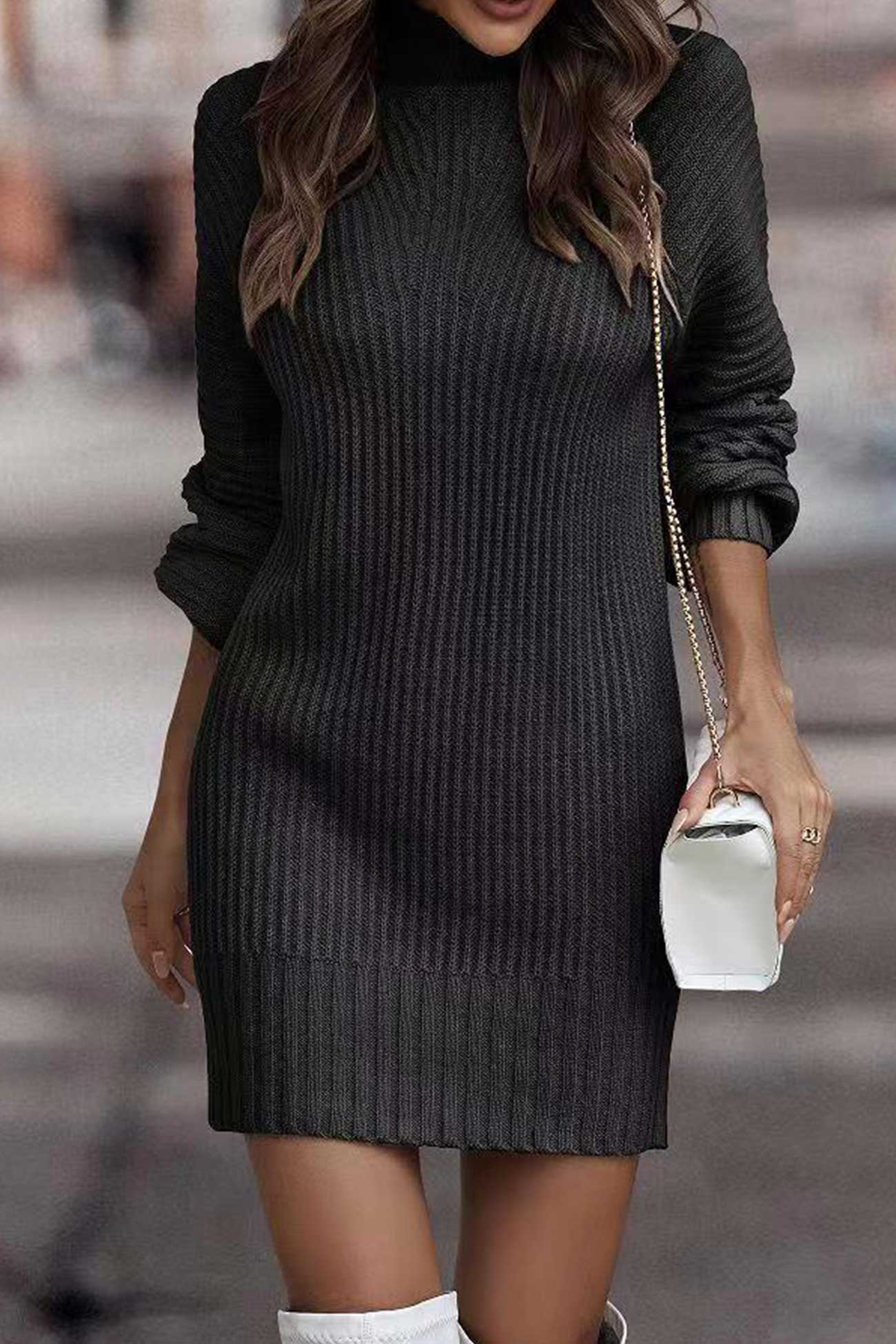 Turtleneck Sweaterjurk voor Dames – Trendy en Effen