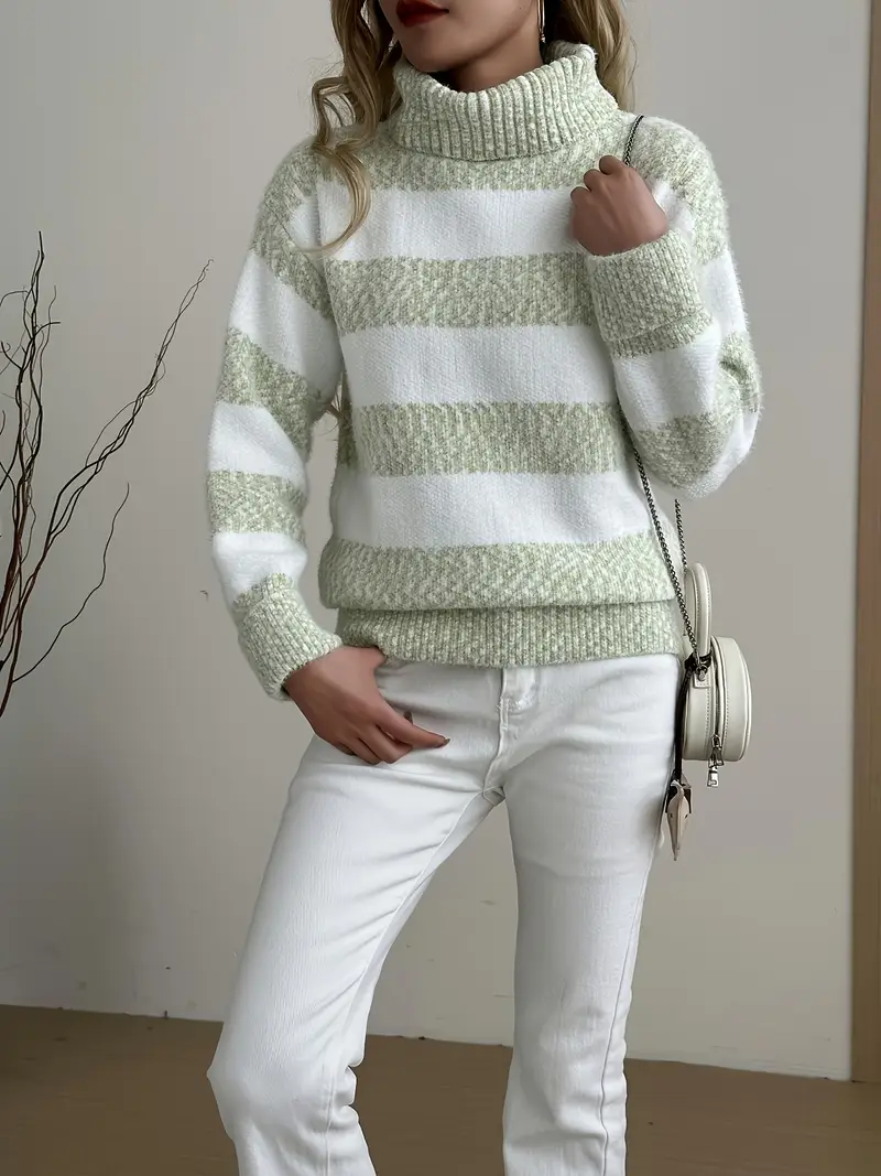 Casual dames coltrui met kleurvlakken perfect voor de winter