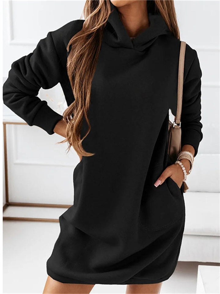 Effen kleur hoodie met lange mouwen voor comfort en veelzijdigheid